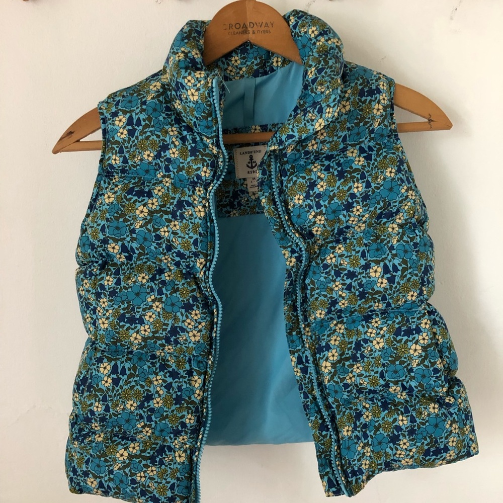 Land’s End floral down vest medium 5-6